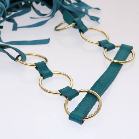 SAINT LAURENT Chain Fringe Shoulder Bag Suede Leather Blue Auth yk7582 - Picture 7 of 16